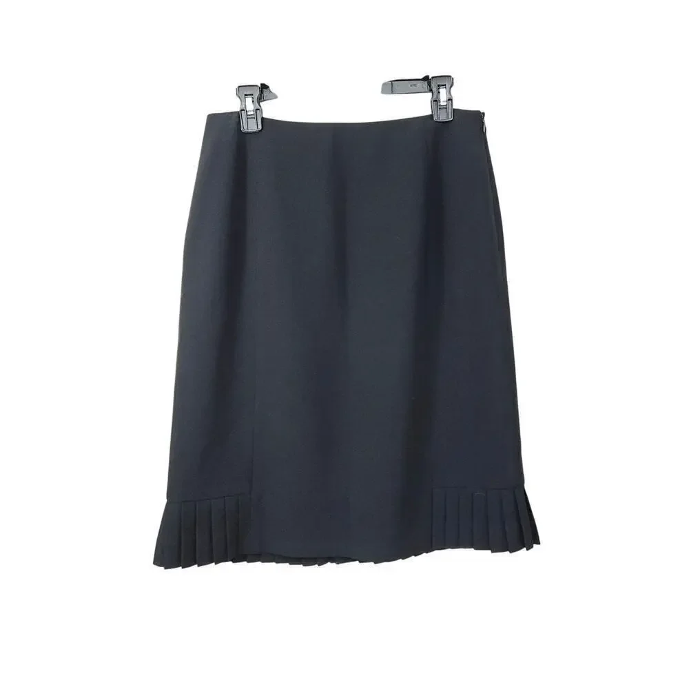 90s Vintage Black Ann Taylor Midi Pleated Skirt Sz 10 Medium Office Siren
